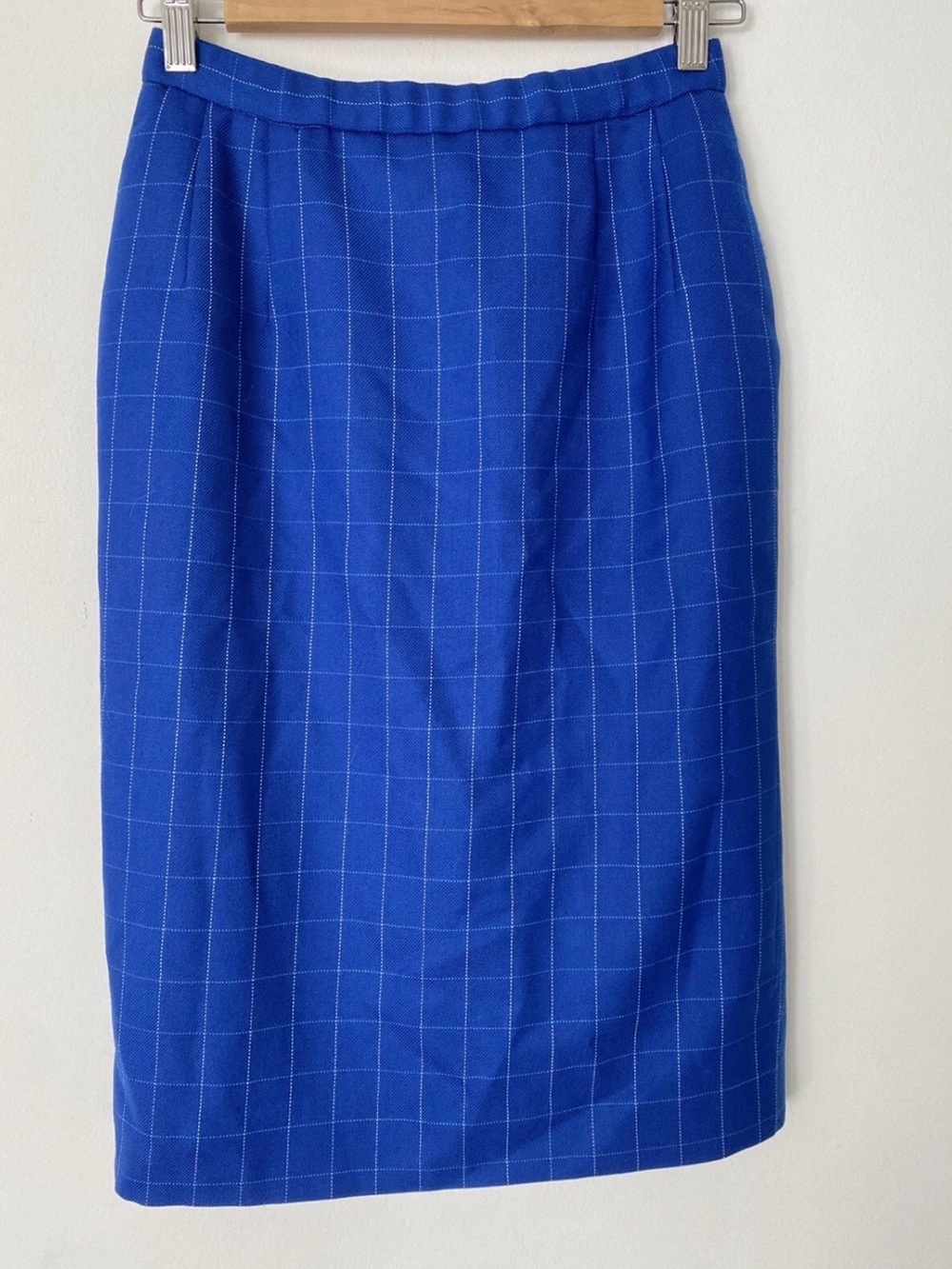 Vntg Pendleton Classic Blue Windowpane Pencil Skirt